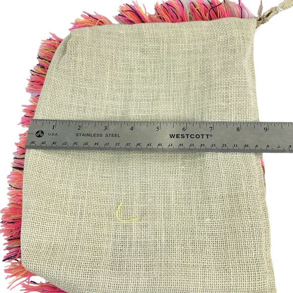 America & Beyond Purse Satchel Bag Aztec Design Embroidered Fringe Jute Nwt - Picture 5 of 9